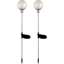 2er Set LED Solar Kugel Außen Steck Lampen Lichterkette Garten Außen Deko Terrassen Erdspieß Leuchten