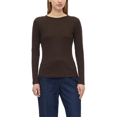 Langarmshirt S.OLIVER, Damen, Gr. 46, braun, Jersey, Obermaterial: 100% Baumwolle, regular fit hüftlang, U-Boot-Ausschnitt, gerader Abschluss, Shirts Langarmshirt, mit U-Boot-Ausschnitt