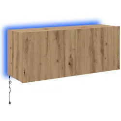 Helloshop26 - Modernes wandmontiertes TV-Möbel mit LED-Beleuchtung 100 x 35 x 41 cm aus Eichenholz-Verbundwerkstoff handgefertigte 02_0054533