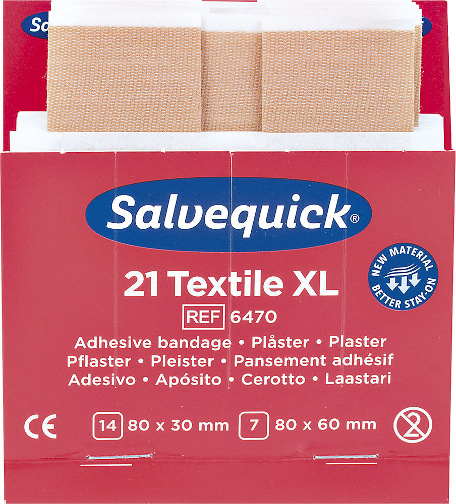 kaiserkraft Refill für SALVEQUICK, 6 VE elastische Pflaster-Abschnitte, je 21 Stk, VE à 6 Stk
