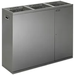Mülltrennsystem Janibell Abfalltrenner 3 x 75 L silber stilvolle, nachhaltige und effiziente Abfalltrennungslösung