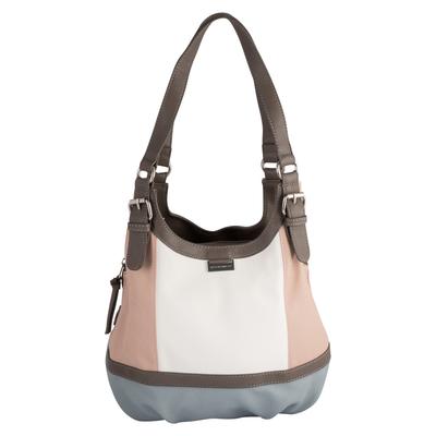 Shopper TOM TAILOR "Juna", Damen, Gr. B/H/T: 31cm x 29cm x 14cm, rosa, Polyurethan, gepflegt, kontrastfarbene Details, mehrfarbig, Taschen Shopper, aus soft genarbtem ledrigen Material mit glänzenden Metall-Accessoires