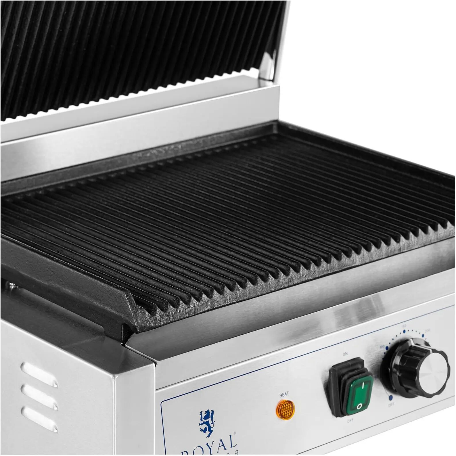 Royal Catering Kontaktgrill - 2.200 W - geriffelt RCPKG-2200-R