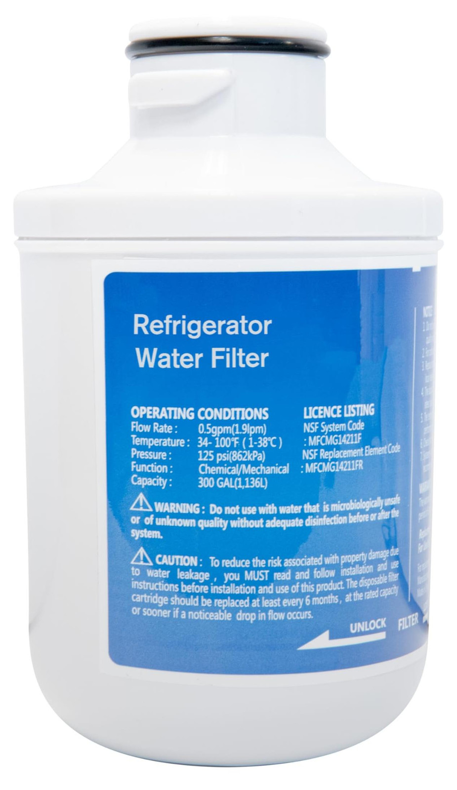 Dripio Waterfilter voor koelkast met zij-aan-zijde deuren, compatibel met model MFCMG14211F