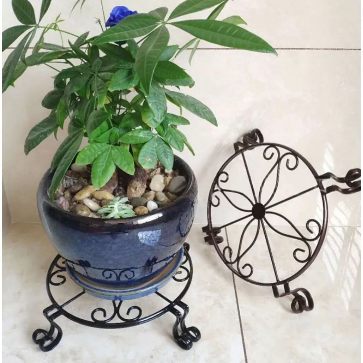 INF Élégant grand support rond de 30 cm pour bonsaï - Présentoir surélevé pour plantes en pot d'intérieur et d'extérieur Bronze