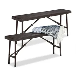 Relaxdays Bierbank 2er Set Holzoptik Dunkelbraun