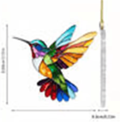 Inspire Curations 2D Acrylic Bird Window Hanging Ornament Colorful Bird & Flower Suncatcher Decor style 1
