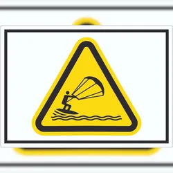 HB-Druck Aufkleber Warnung Kitesurfer Symbol A6 (105x148mm)