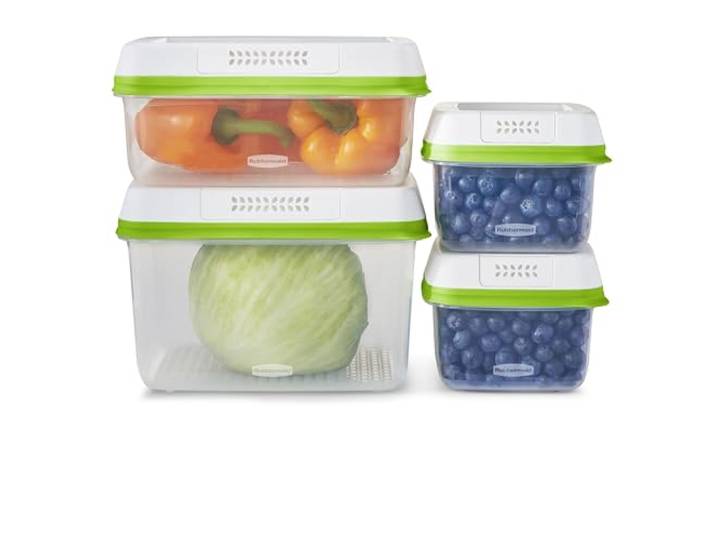 Rubbermaid FreshWorks Vorratsdosen, mittelgroß und groß, 8-teiliges Set, Clear, 8-Piece