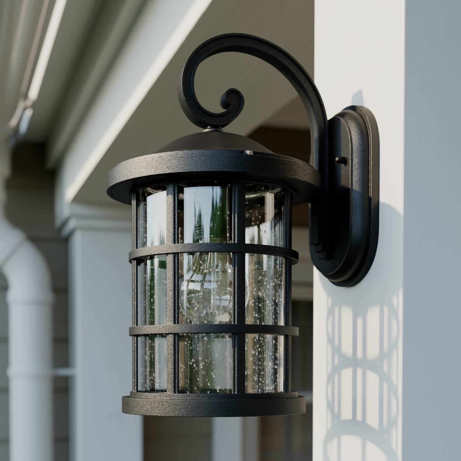 Outdoor Wall Light Ankea Lindby, dimmable, Black, Plastic, Antique, Outdoor Wall Light