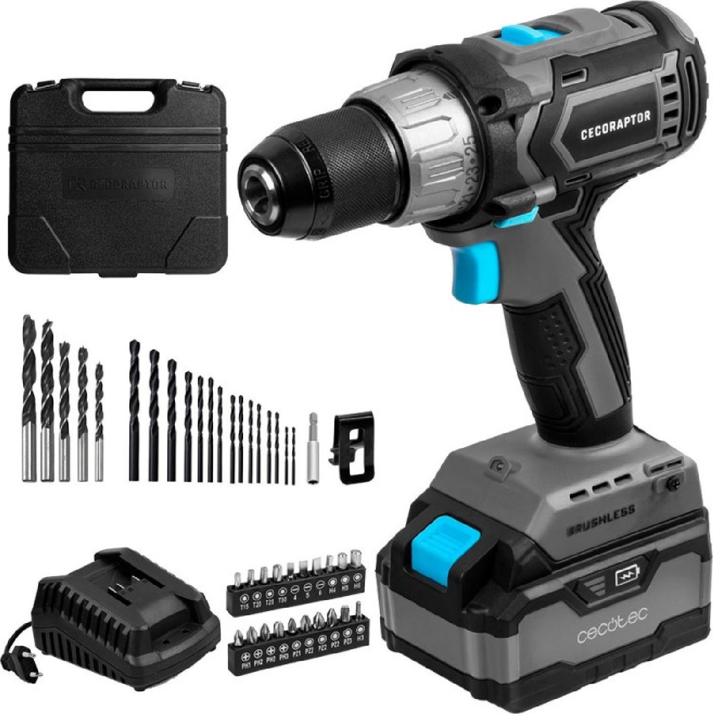 Cecotec 70001 Accuboormachine met borstelloze motor, 46 Nm, 2000 RPM en 550 RPM