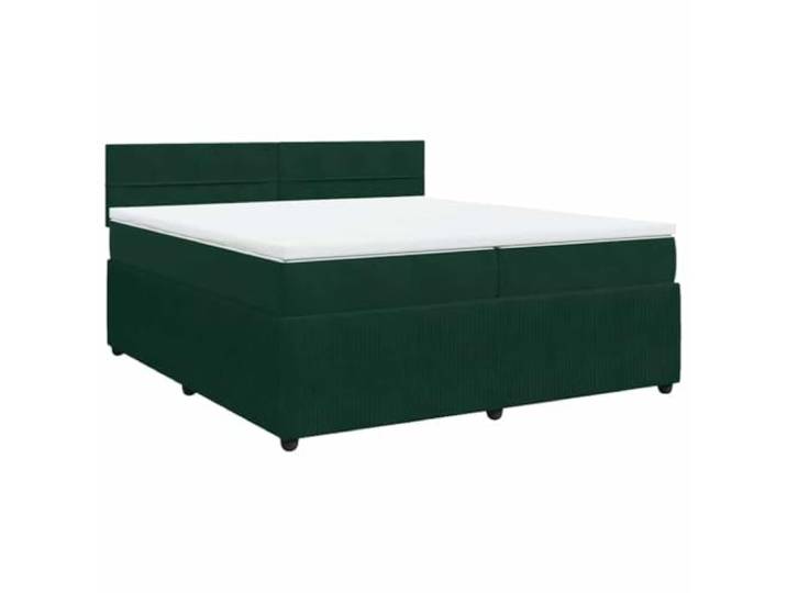vidaXL Boxspringbett mit Matratze Dunkelgrün 200x200 cm Samt
