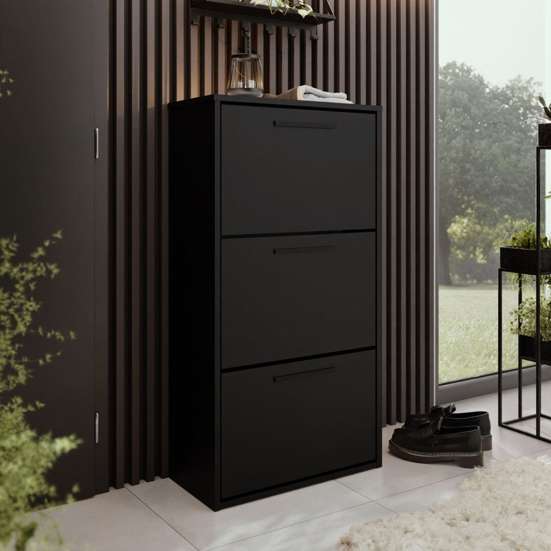 Brayden Studio 15 Pair Shoe Storage Cabinet Shoe cabinet ASPER black 15