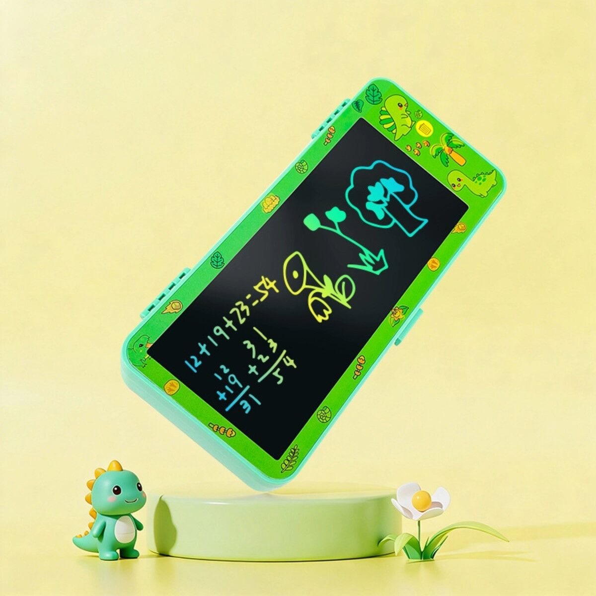 INF Federmäppchen mit LCD-Schreibtafel — augenschonende, wiederverwendbare Zeichenplatte mit Ein-Tasten-Löschen und