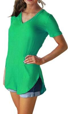 Uplifted Finds Loose Fit V Neck Short Sleeve Summer Blouse For Women xl green