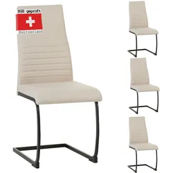 ALBATROS Freischwinger Stuhl TURANO 4er Set, Beige - Esszimmerstuhl Schwingstuhl mit Modernem Design, Stoff-Bezug, Dicke Polsterung - Küchenstuhl, Polster-Stuhl Esszimmer, Esstisch Stuhl