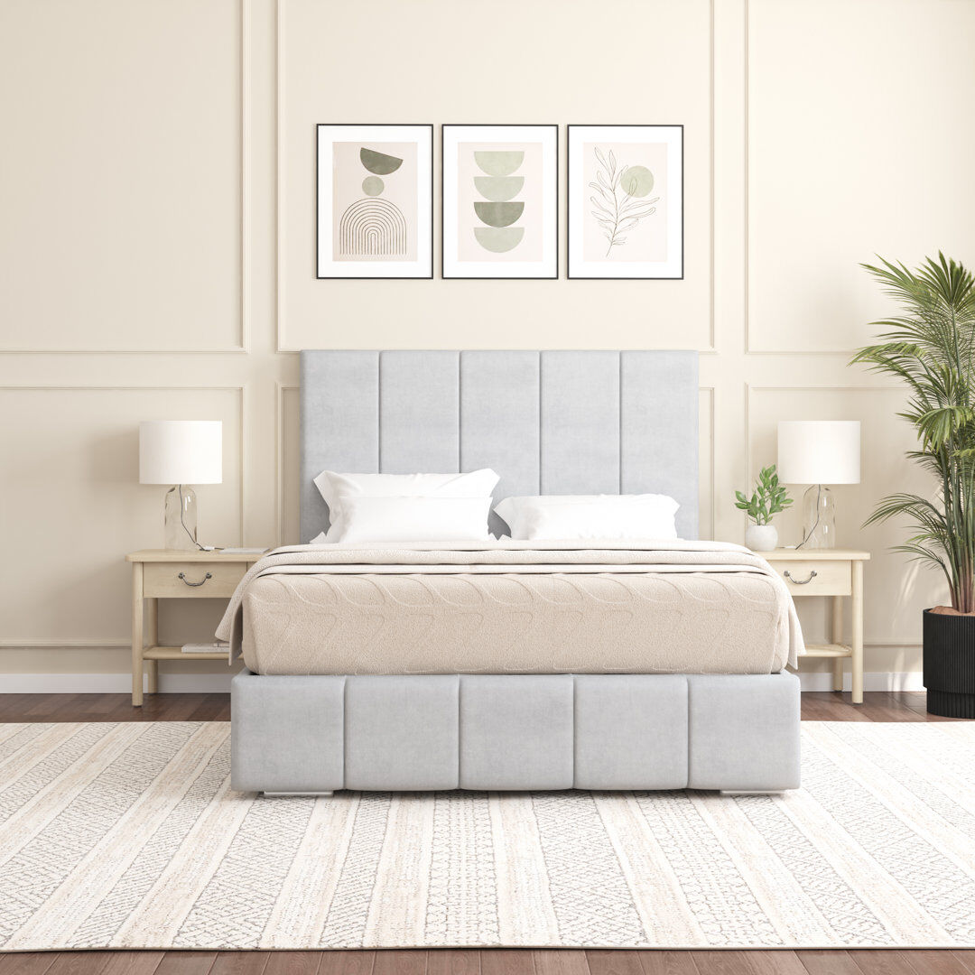 17 Stories Edelmann Upholstered Bed Light Silver Double (4'6)