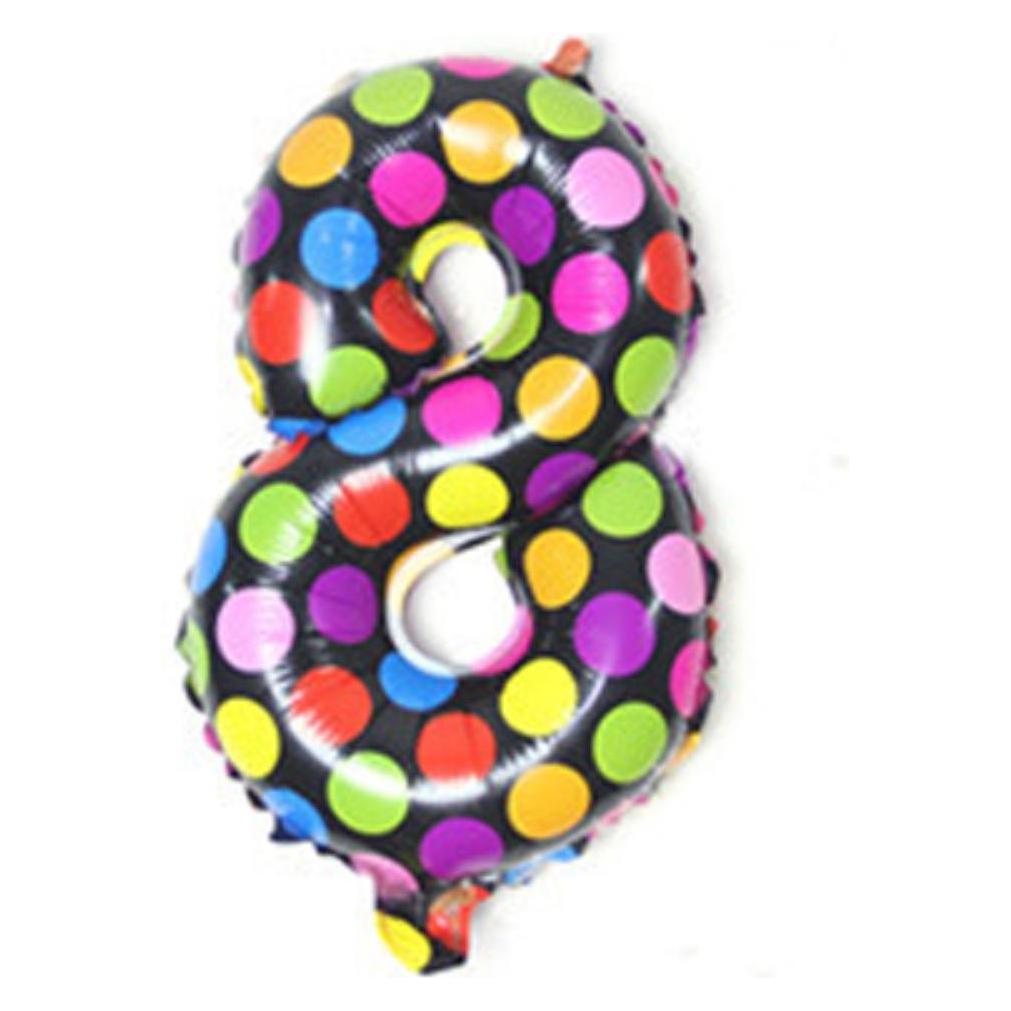 Cover-Discount Zahlenballon bunt gepunktet Nummer 8 (1x) (86120070I)