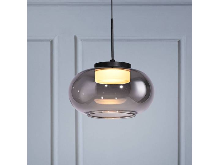 Schöner Wohnen Glas Hängeleuchte Sia, dimmbar, alu / grau / zink, für Wohn- / Esszimmer, Glas, Modern