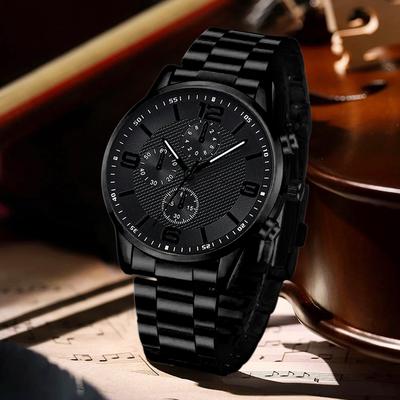 Fusion Finds Black Men's Quartz Watch Set With Bracelet Necklace Ring Business Fashion Gift Set Black Men's Quartz Watch Set With Bracelet Necklace Ring Business Fashion Gift Set