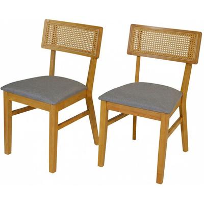 Esszimmerstuhl JAHNKE "VIENNA SIT DUO", braun (silbergrau, eiche, eiche, silbergrau), B:47cm H:81,5cm T:50cm, Massivholz, Stühle, Esszimmerstuhl, Esszimmerstuhl (2er Set), Massivholz, gepolstert, bis 110 kg belastbar
