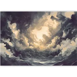 Artgeist, Tapete, Fototapete - Epic Light Play: The Sun Battling for Dominance Over the Clouds (450 x 315 cm)
