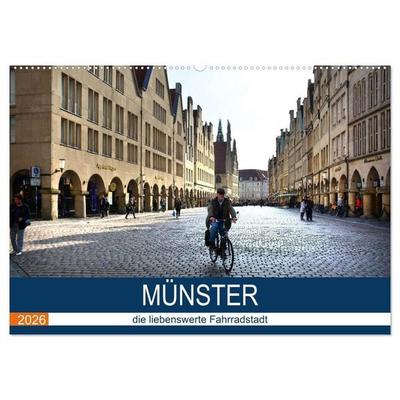 Münster - die liebenswerte Fahrradstadt (Wandkalender 2026 DIN A2 quer), CALVENDO Monatskalender