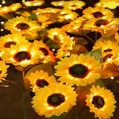 Inspire Essentials SunGlow Solar Sunflower Garden Light Outdoor Waterproof Decoration warm White 1pcs 3heads