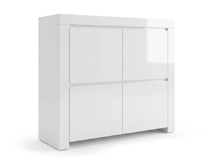 Meuble 4 portes Bianca Blanc Laqué - Basika