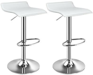 Costway Set of 2 Adjustable PU Leather Backless Bar Stools-White