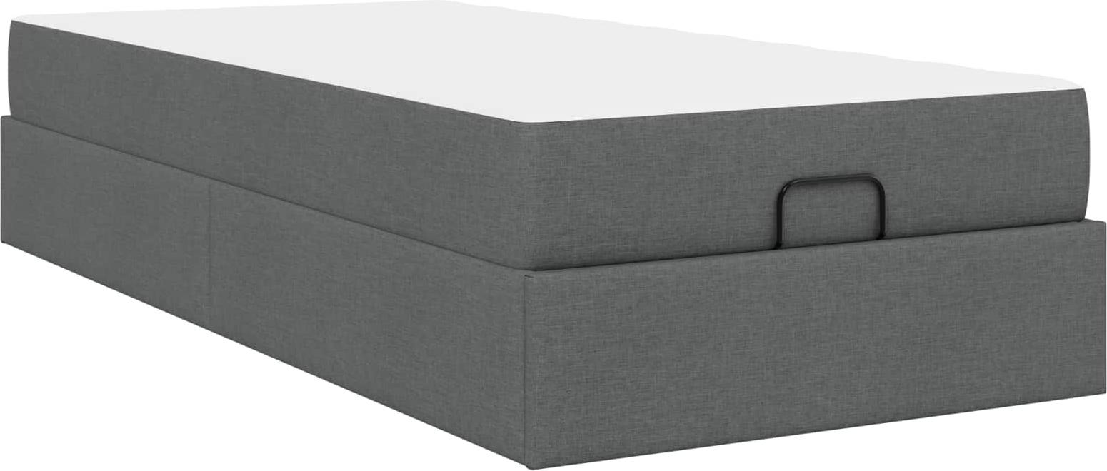 Bettgestell mit Matratze 2 pcs Dunkelgrau Stoff