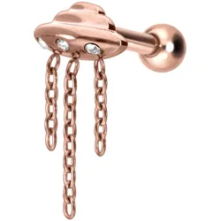 Titan Ohrpiercing mit Innengewinde UFO + KETTEN + KRISTALLE