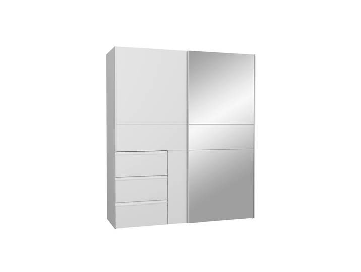 Schwebetürenschrank weiß mit Spiegel 170 cm 2-türig - WINN
