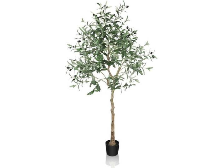 Kunstpflanze Olivenbaum 150 cm mit Topf, Olivgrün, Kunststoff, 150 cm, Dekoration, Blumen & Blumentöpfe, Kunstpflanzen