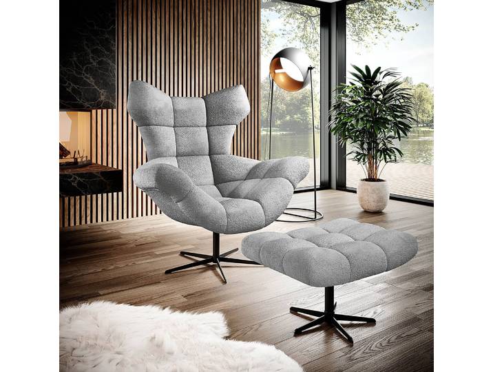 Hocker Loney 46 x 45 x 69cm Grau Chenille Lorin: Hellgrau
