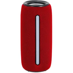 Roter Bluetooth®-Lautsprecher mit 2 x 5 W Ausgangsleistung und LED-Licht