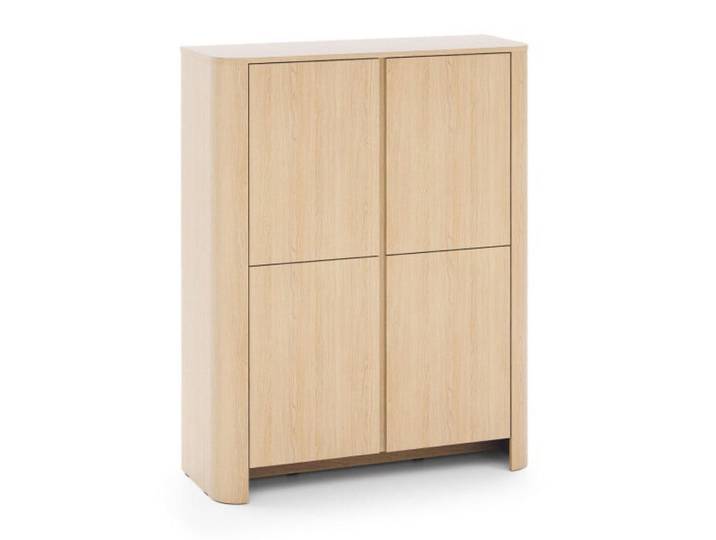 Sepro Meble Kommode Vincenza Eiche Hoch Vier Türen Mit Geräumigen Regalen, Beige, 103x132x39 cm, Kleinmöbel, Kommoden, Highboards