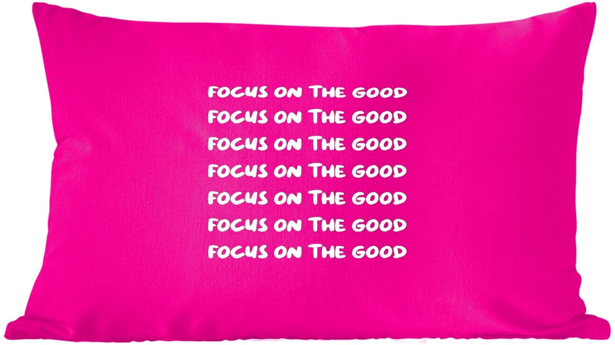 PillowMonkey Sierenkussen Focus on the good - Roze/Wit - 60 x 40 cm