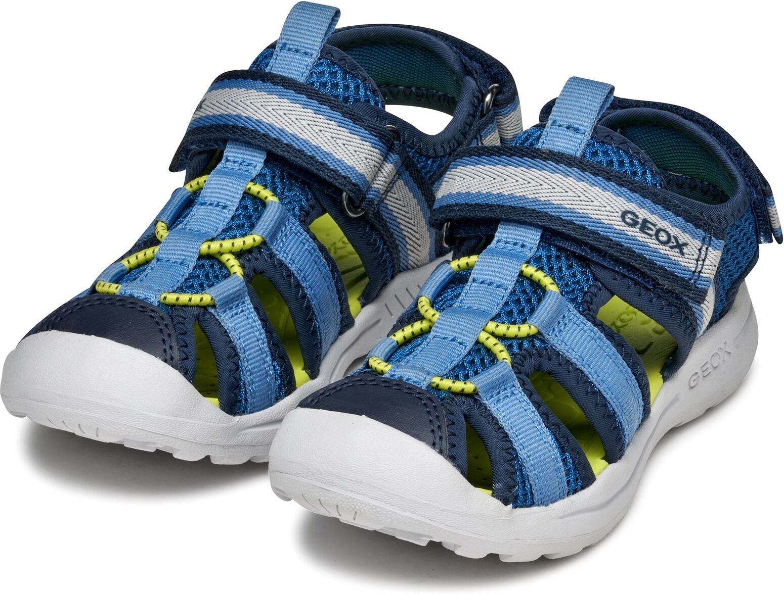 Sandale GEOX "J VANIETT BOY", Mädchen, Gr. 28, blau (navy, hellblau), Textil, Schuhe Sandale, Trekking Schuh, Klettschuh für Outdooraktivitäten navy, hellblau 28