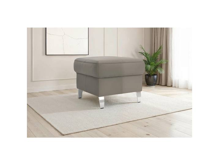 Sit & More Hocker Arngast E, Grau, Metall, Echtleder, Nappaleder, quadratisch, 58x48x58 cm, Wohnzimmer, Hocker, Sitzhocker