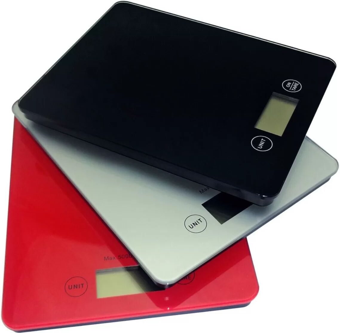 INF Tempered Glass Touch Küchenwaage kompatibel mit 2g-5000g Kapazität, 1g Genauigkeit, LCD-Anzeige Rot