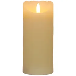 LED Echtwachskerze Elfenbein 6 Stunden Timerfunktion H 15 cm unbewegliche Flamme