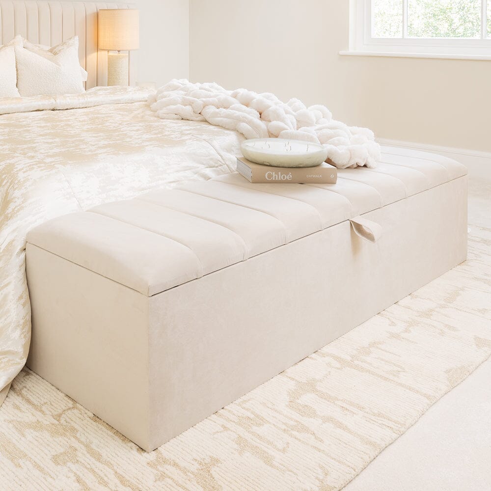 Kensington Cream Panelled Ottoman Box, Double