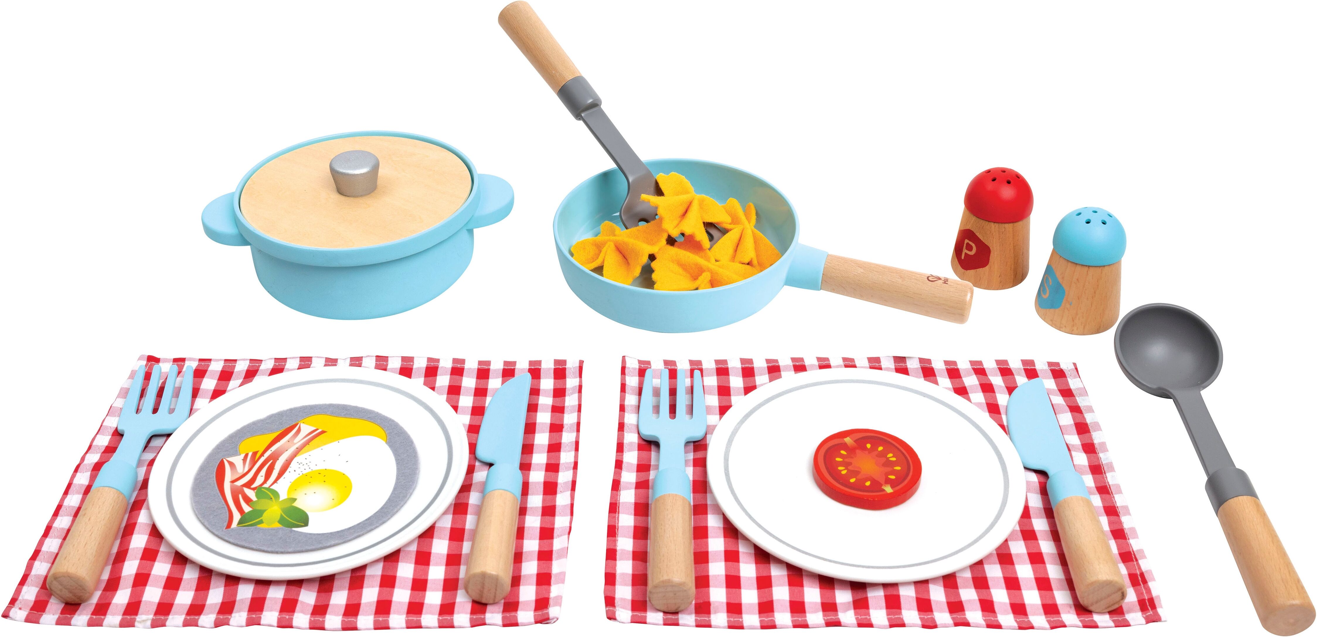 Spiel-Kochgeschirr HAPE "Koch- & Servierset", bunt, Spielgeschirr, Kinder, Holz, Spiel-Kochgeschirr