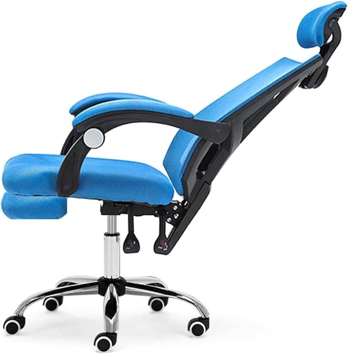 Ergonomische Bureaustoel met Lumbale Ondersteuning en Verstelbare Hoofdsteun - Blauw