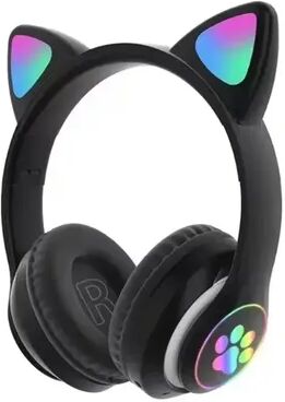 Uplifted Trends Cute Cat Wireless Headphones With RGB LED Glow And Microphone black