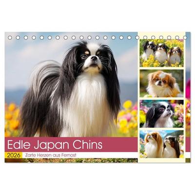 Edle Japan Chins. Zarte Herzen aus Fernost (Tischkalender 2026 DIN A5 quer), CALVENDO Monatskalender