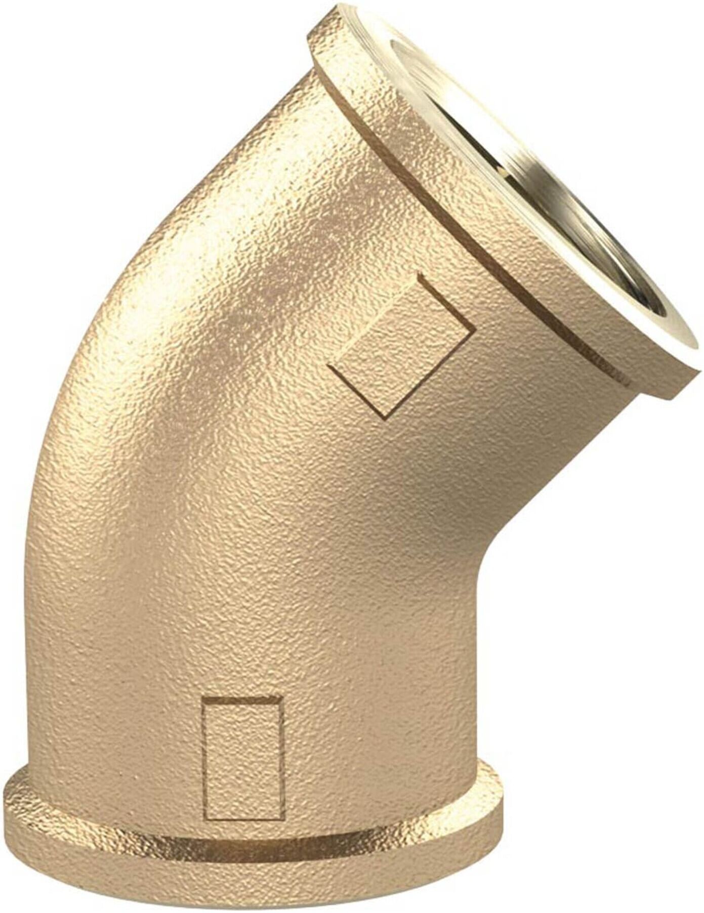 Riegler Winkelstück, 45°, innen/innen, G 1/2, Druck 16 bar, Messing blank (WST12MS45II)