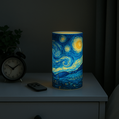 Inspired Finds Starry Night Flameless LED Candle With Remote Artful Ambiance Safe Glow & Calming Scent Starry Night Flameless LED Candle With Remote Artful Ambiance Safe Glow & Calming Scent