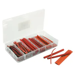 Schrumpfschlauch-Set, 100-teilig in Sortimentsbox, rot